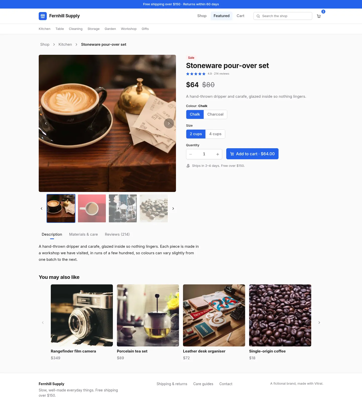 Fernhill Supply: the Product screen