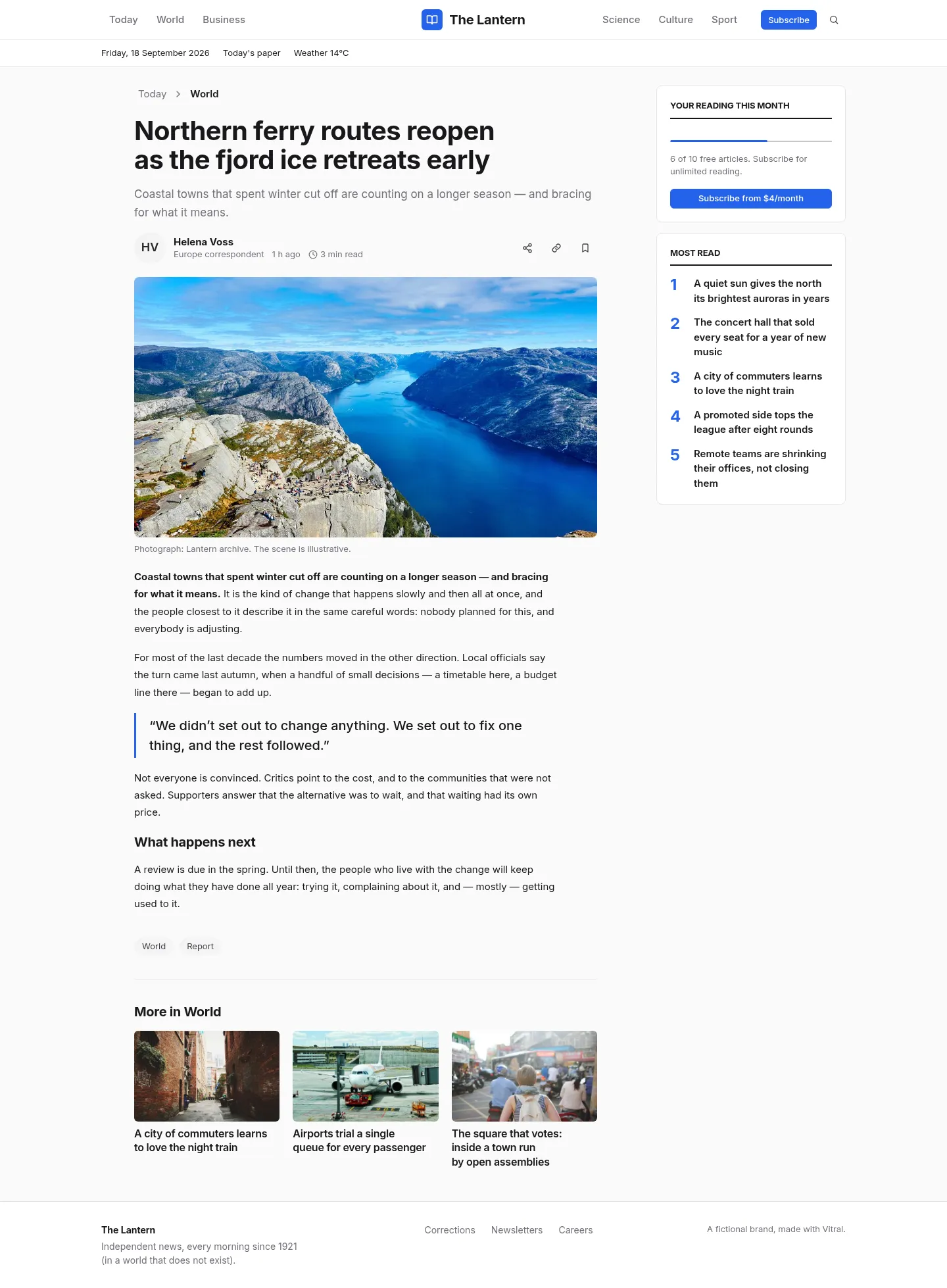 The Lantern: the Article screen
